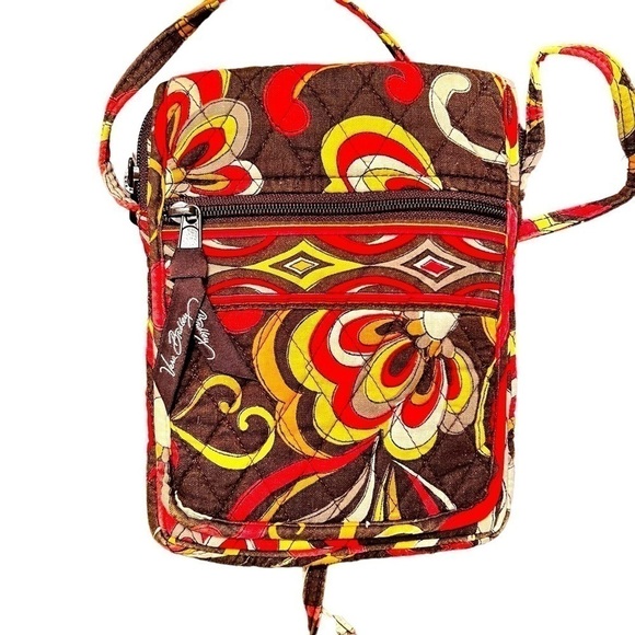 Vera Bradley Handbags - Vera Bradley Puccini Mini Crossbody Hipster Retried Brown Yellow Quilted Cotton